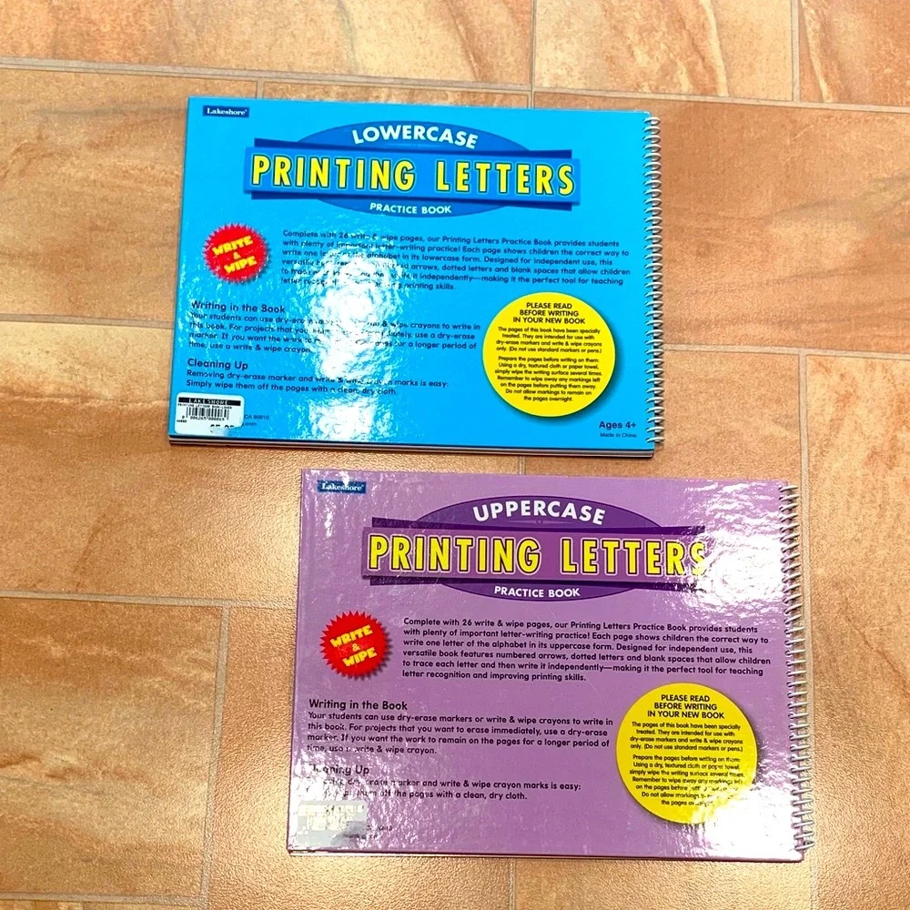 Lakeshore Vtg Lowercase & Uppercase Printing Alphabet Letters Practice Books Set